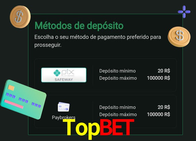 O cassino Topbet oferece uma grande variedade de métodos de pagamento